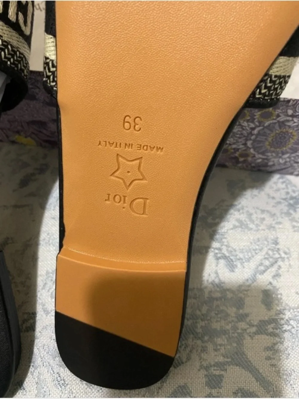 Dior Black & Beige Logo Jacquard Slide Mules - Picture 4 of 5